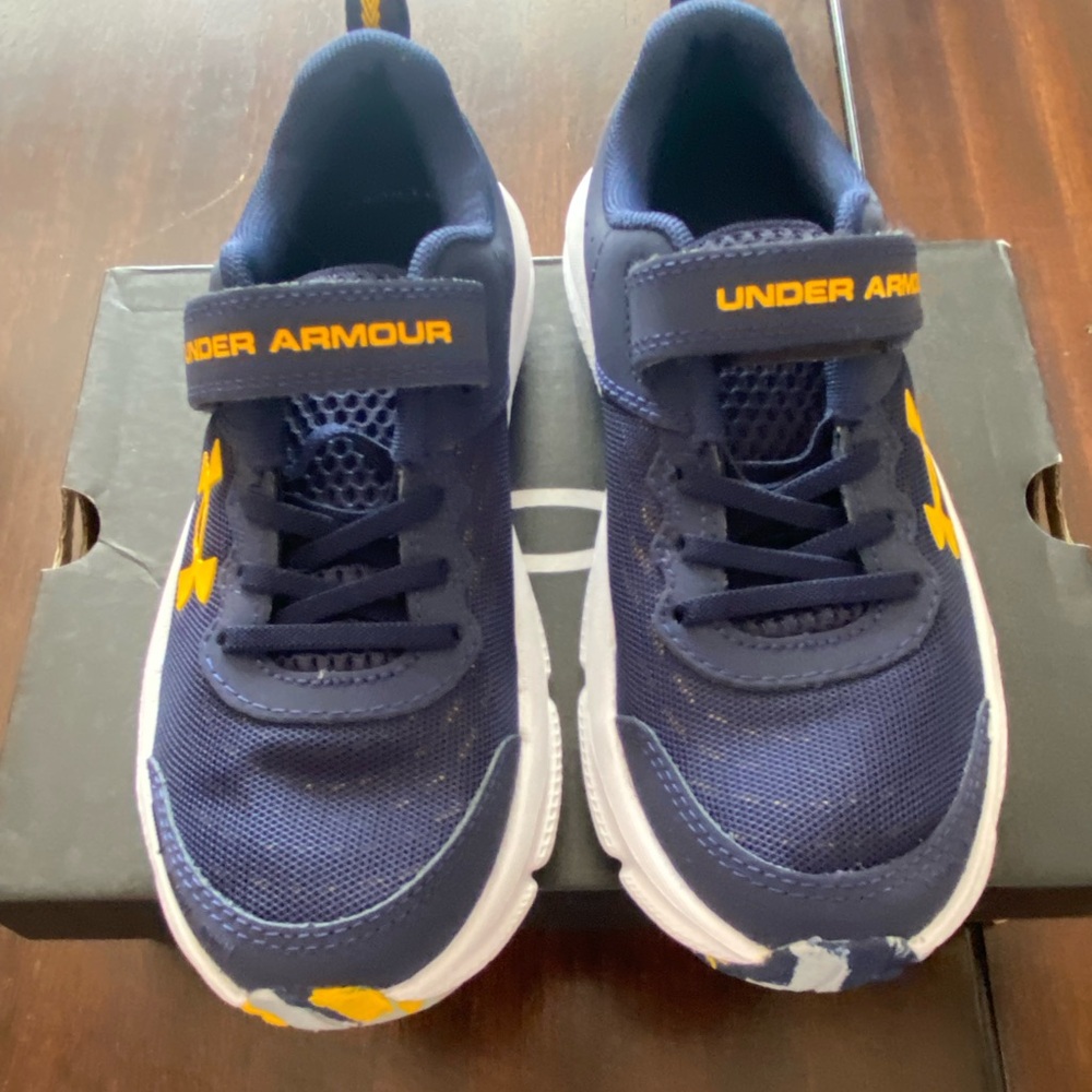 Under Armour Kids' Navy and Yellow Sneakers